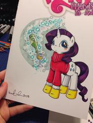 Size: 1024x1365 | Tagged: safe, artist:katie cook, rarity, g4, clothes, female, solo, sweater, wine