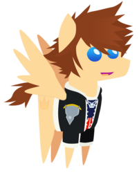 Size: 774x961 | Tagged: safe, artist:foreshadowart, pegasus, pony, bbbff, clothes, commissioner:larrykitty, disney, jacket, kingdom hearts, male, pointy ponies, ponified, solo, sora, stallion