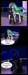 Size: 750x1950 | Tagged: safe, artist:the-oddcouple, princess celestia, princess luna, alicorn, pony, g4, batman, batmare, comic, dc comics, female, mare, parody