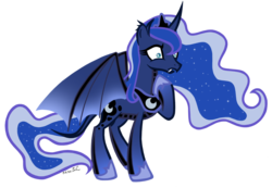 Size: 900x622 | Tagged: safe, artist:missitofu, princess luna, dracony, g4, female, raised hoof, simple background, solo