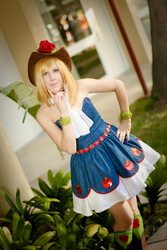 Size: 1152x1728 | Tagged: safe, artist:nyunyucosplay, applejack, human, equestria girls, g4, ala 2014, anime los angeles, convention, cosplay, fall formal outfits, irl, irl human, photo, solo