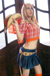 Size: 639x960 | Tagged: safe, artist:cherrysteam, applejack, human, g4, belly button, clothes, cosplay, irl, irl human, midriff, photo, skirt, solo