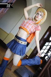 Size: 643x960 | Tagged: safe, artist:cherrysteam, applejack, human, g4, belly button, cosplay, irl, irl human, photo, solo