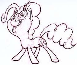 Size: 595x503 | Tagged: safe, artist:nocturnalmeteor, pinkie pie, g4, female, smiling, solo, tongue out, traditional art