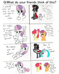 Size: 2800x3500 | Tagged: safe, artist:frikdikulous, apple bloom, king sombra, scootaloo, sweetie belle, earth pony, pegasus, pony, umbrum, unicorn, g4, ask, bevor, cane, chestplate, colored, colored horn, comic, crown, crying, curved horn, cute, cutie mark crusaders, dark magic, dialogue, female, filly, foal, helmet, horn, jewelry, juice, juice box, king sideburns, magic, male, megaphone, queen sweetie belle, questionable shipping, regalia, scepter, sketch, sombra eyes, sombra horn, sombra's robe, sombrabelle, stallion, sweetiepter, text, throne, tiara, tumblr, tumblr:ask king sombra and queen sweetie belle
