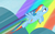 Size: 820x510 | Tagged: safe, screencap, rainbow dash, pegasus, pony, g4, rainbow falls, season 4, aerial relay, fast, female, flying, rainbow, solo, speed