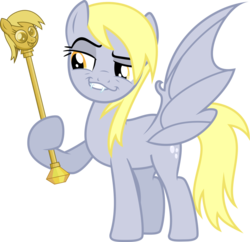 Size: 1024x992 | Tagged: safe, artist:dasprid, derpy hooves, bat pony, pony, vampony, g4, bat ponified, crossing the memes, derpybat, exploitable meme, female, meme, memeception, race swap, simple background, smugdash, solo, transparent background, twilight scepter, underp, vector