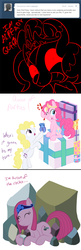 Size: 673x2071 | Tagged: safe, artist:lowhitney, pinkie pie, surprise, ask tripie, g1, g4, g1 to g4, generation leap, tumblr