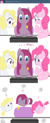 Size: 600x1465 | Tagged: safe, artist:lowhitney, pinkie pie, surprise, ask tripie, g1, g4, blob, chubbie, g1 to g4, generation leap, pinkamena diane pie, straw, tumblr