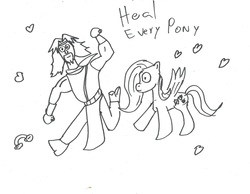 Size: 2189x1700 | Tagged: safe, artist:demonioblanco, fluttershy, g4, heart, hokuto no ken, monochrome, rainbow, toki