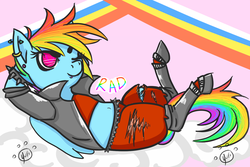 Size: 900x600 | Tagged: safe, artist:yurihooves, rainbow dash, g4, clothes, female, piercing, rad, solo