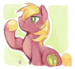 Size: 850x776 | Tagged: safe, artist:ende26, big macintosh, earth pony, pony, g4, flexing, male, missing accessory, solo, stallion