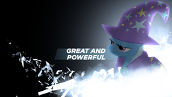 Size: 1920x1080 | Tagged: safe, artist:clockwork65, artist:jeatz-axl, trixie, pony, unicorn, g4, cape, clothes, female, hat, mare, solo, trixie's cape, trixie's hat, vector, wallpaper