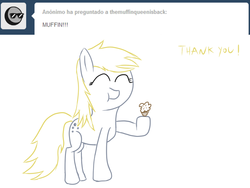 Size: 800x600 | Tagged: safe, derpy hooves, pegasus, pony, g4, ask, female, mare, muffin, solo, tumblr