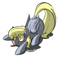 Size: 950x900 | Tagged: safe, artist:somnias, derpy hooves, pegasus, pony, g4, cute, female, mare, solo, tongue out