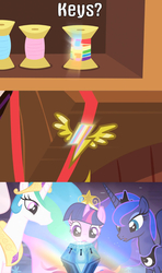 Size: 720x1217 | Tagged: safe, princess celestia, princess luna, twilight sparkle, alicorn, pony, g4, my little pony: friendship is magic, rainbow falls, rarity takes manehattan, female, mare, rainbow of harmony, rainbow power, twilight sparkle (alicorn)