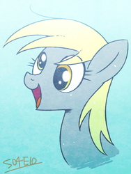 Size: 600x800 | Tagged: safe, artist:nmnkgskds, derpy hooves, pegasus, pony, g4, rainbow falls, female, mare, pixiv, solo