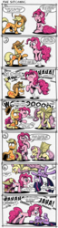 Size: 2000x7776 | Tagged: dead source, safe, artist:gray--day, applejack, fluttershy, pinkie pie, twilight sparkle, bat pony, pony, g4, bazinga, circling stars, comic, dizzy, flutterbat, fourth wall, laugh track, race swap, sheldon cooper, swirly eyes, the big bang theory, tongue out, twilight sparkle (alicorn), unconscious