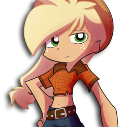 Size: 5000x5000 | Tagged: safe, artist:fj-c, applejack, equestria girls, g4, absurd resolution, belly button, female, humanized, light skin, midriff, panty and stocking with garterbelt, solo