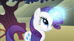 Size: 1054x592 | Tagged: safe, screencap, rarity, a dog and pony show, g4, female, glowing horn, horn, shine, solo