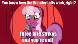 Size: 1280x720 | Tagged: safe, cheerilee, g4, cheerilee pun, exploitable meme, female, meme, solo, wonderbolts