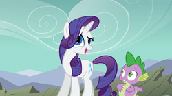 Size: 1054x592 | Tagged: safe, screencap, rarity, spike, a dog and pony show, g4