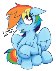 Size: 704x900 | Tagged: safe, artist:mistydash, rainbow dash, g4, bat ponified, cute little fangs, female, floppy ears, rainbowbat, simple background, solo, tongue out, transparent background