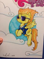 Size: 852x1136 | Tagged: safe, artist:katie cook, spitfire, g4, female, solo, sunglasses, wonderbolts dress uniform