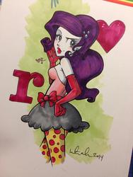 Size: 852x1136 | Tagged: safe, artist:katie cook, rarity, equestria girls, g4, clothes, female, katie does it again, solo, traditional art