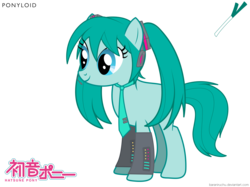 Size: 4500x3368 | Tagged: dead source, safe, artist:baraniruchu, pony, female, hatsune miku, high res, hilarious in hindsight, mare, necktie, ponified, simple background, solo, transparent background, twintails, vector, vocaloid