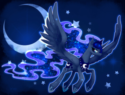 Size: 1814x1380 | Tagged: safe, artist:igriega13, princess luna, g4, female, moon, night, solo