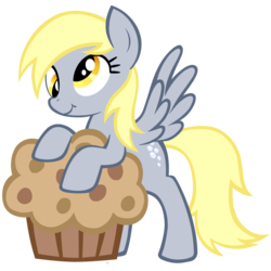 Size: 2911x2910 | Tagged: safe, artist:igriega13, derpy hooves, pegasus, pony, g4, female, giant muffin, mare, muffin, solo