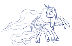 Size: 1389x882 | Tagged: safe, artist:rubrony, princess luna, g4, female, monochrome, solo