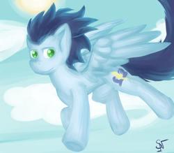 Size: 938x823 | Tagged: safe, artist:settenail, soarin', g4, cloud, cloudy, male, sky, solo