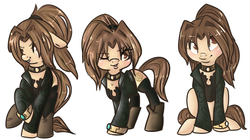 Size: 900x505 | Tagged: safe, artist:chocopepper, clothes, koudelka, ponified, wink