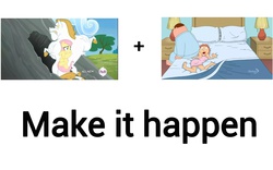 Size: 1280x800 | Tagged: safe, bulk biceps, fluttershy, g4, my little pony: friendship is magic, rainbow falls, exploitable meme, family guy, lois griffin, make it happen, male, meme, peter griffin