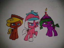 Size: 2560x1920 | Tagged: safe, artist:mrhaliboot, candlehead, ponified, rancis fluggerbutter, sugar rush, taffyta muttonfudge, traditional art, wreck-it ralph