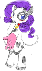 Size: 387x657 | Tagged: safe, artist:yajima, rarity, cow, g4, cowbell, female, raricow, solo, species swap, udder