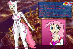 Size: 1212x816 | Tagged: safe, artist:odiz, fili-second, pinkie pie, human, g4, hero tv, humanized, tiger and bunny