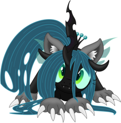 Size: 9832x10000 | Tagged: safe, artist:salemcat, artist:zev, queen chrysalis, cat, changeling, changeling queen, g4, :3, absurd resolution, cat ears, cute, cutealis, female, simple background, solo, transparent background