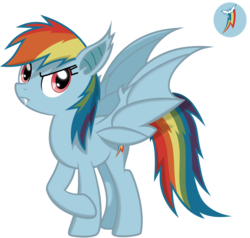 Size: 1024x974 | Tagged: safe, artist:bubblestormx, rainbow dash, bat pony, pony, bats!, g4, bat ponified, female, race swap, rainbowbat, simple background, solo, transparent background, vector