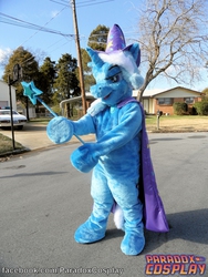 Size: 1224x1632 | Tagged: safe, artist:judhudson, trixie, human, g4, cosplay, fursuit, irl, irl human, photo, solo