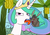 Size: 693x488 | Tagged: safe, artist:madmax, princess celestia, bat, fruit bat, vampire fruit bat, g4, banana, cropped, licking, non-consensual licking, palm tree, prehensile mane, single panel, tongue out, tree