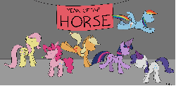 Size: 3000x1480 | Tagged: safe, artist:rapidstrike, applejack, fluttershy, pinkie pie, rainbow dash, rarity, twilight sparkle, alicorn, pony, 2014, animated, bucking, butt, butt shake, chinese new year, dancing, do the sparkle, female, flying, hat, headbob, mane six, mare, party, party hat, party horn, plot, twerking, twilight sparkle (alicorn), year of the horse