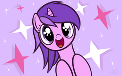 Size: 1680x1050 | Tagged: safe, artist:dappercat-uk, amethyst star, sparkler, pony, unicorn, g4, awwmethyst star, female, happy, looking at you, mare, open mouth, smiling, solo, sparkles, sparkly eyes