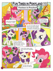 Size: 750x1000 | Tagged: safe, artist:limeylassen, edit, pinkie pie, rarity, spike, twilight sparkle, centaur, dragon, earth pony, pony, unicorn, g4, german comic, a big decision, candymas, comic, female, frolic, funtimes in ponyland, holiday, horn, lore, male, mare, out of context, parody, polyp, tail, terrible, twilight is a lion, unicorn twilight, wat