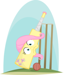 Size: 2766x3251 | Tagged: safe, artist:jittery-the-dragon, fluttershy, object pony, original species, g4, ball, cricket, cricket ball, cricket bat, female, flutterbat, high res, inanimate tf, leaning, objectification, ponified, pun, simple background, solo, species swap, transparent background, vector, visual pun, wicket