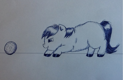 Size: 830x542 | Tagged: safe, artist:waggytail, fluffy pony, ball, fluffy pony original art, solo