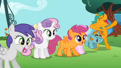 Size: 969x545 | Tagged: safe, screencap, dinky hooves, piña colada, scootaloo, snails, snips, sweetie belle, tornado bolt, g4, the cutie pox, ponyville schoolhouse