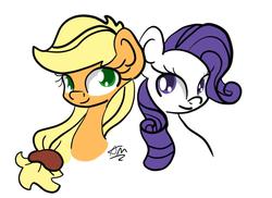 Size: 1786x1303 | Tagged: safe, artist:applemarshmallows, applejack, rarity, g4, cute, female, jackabetes, lesbian, raribetes, ship:rarijack, shipping, wrong eye color